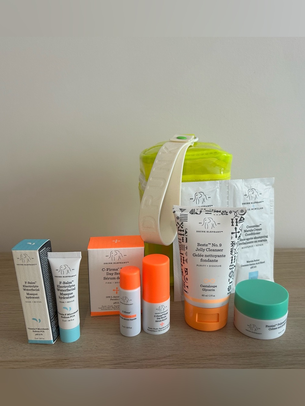7 pieces Drunk Elephant Skincare Set with pouch